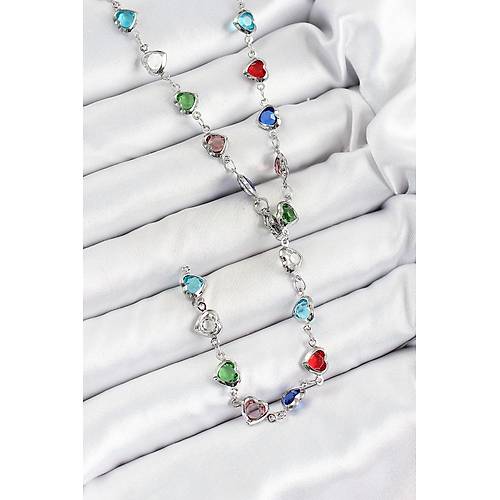 Pirin� G�m�� Renk Kar���k Renk Zirkon Ta�l� Kalpli Y Kad�n Kolye