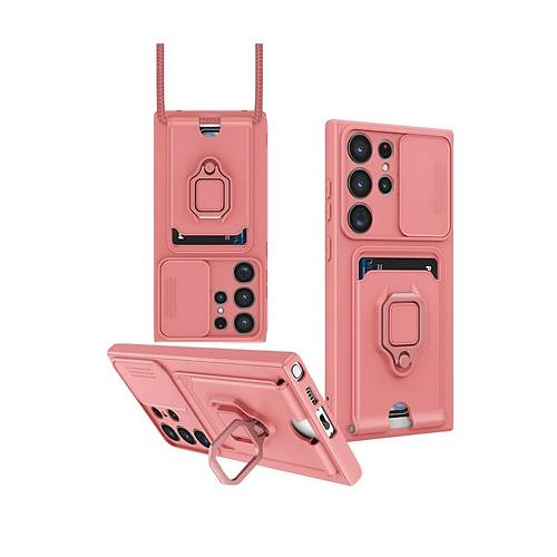 Galaxy S25 Ultra K�l�f Zuma Kartvizitli Y�z�kl� Silikon - Pembe