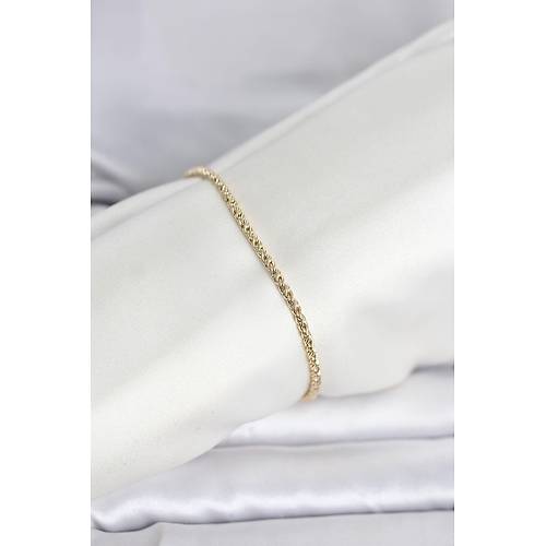 CM 14K Gold Renk Burgulu Zincir Model Kad�n Bileklik