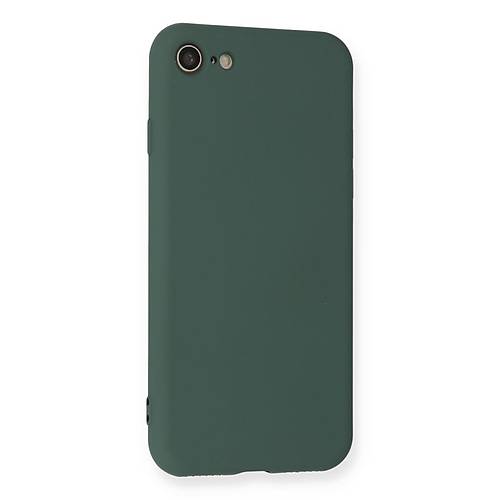 iPhone 7 K�l�f Nano i�i Kadife Silikon - Koyu Ye�il