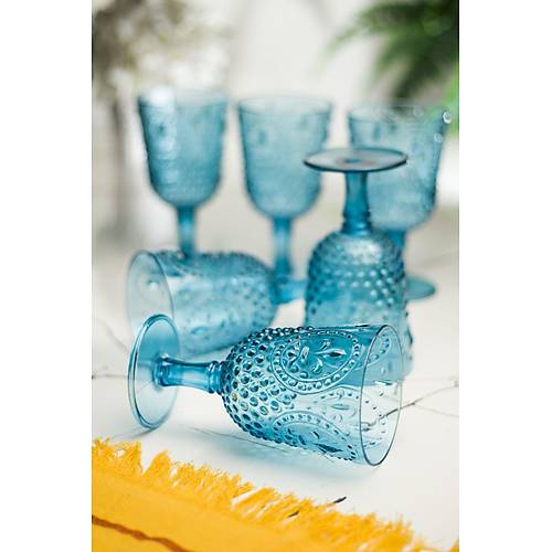 Akrilik Aquamarin 6'l� Kadeh & Su Me�rubat Kahve Yan� Barda�� 450 ml ( Cam De�ildir )