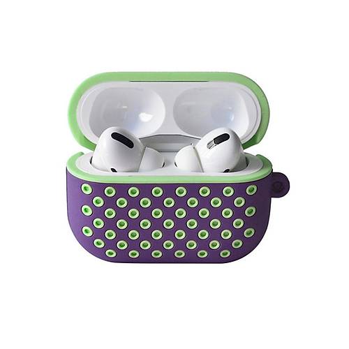 Airpods Pro 2 (2.nesil) Spor Delikli K�l�f - Lila-Ye�il