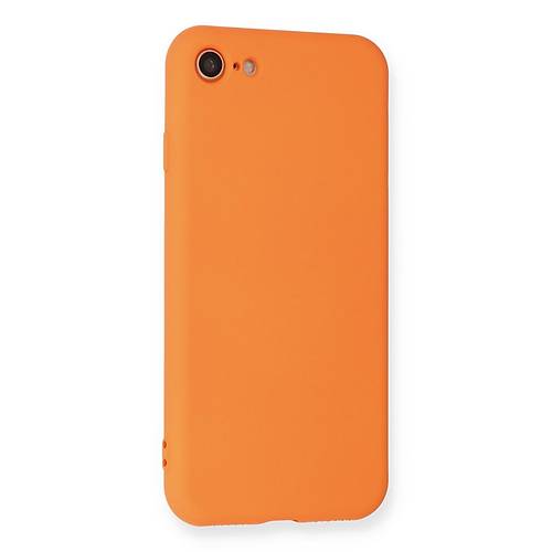 iPhone 7 K�l�f Nano i�i Kadife Silikon - Turuncu