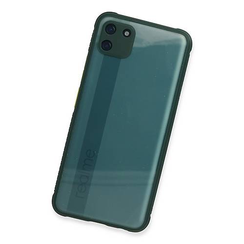 Realme C11 K�l�f Miami �effaf Silikon - Koyu Ye�il