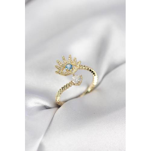 Gold Renk G�z Model Zirkon Ta�l� Kad�n Y�z�k