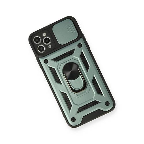 iPhone 11 Pro K�l�f Pars Lens Y�z�kl� Silikon - Ye�il