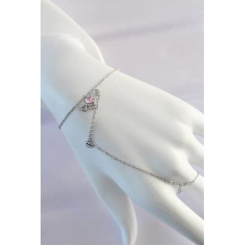 316L �elik G�m�� Renk Pembe Zirkon Ta�l� Kanatl� Kalp Model �ahmeran