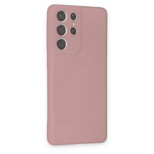 Galaxy S21 Ultra K�l�f Nano i�i Kadife Silikon - Pudra