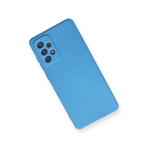 Galaxy A72 K�l�f Nano i�i Kadife Silikon - Mavi