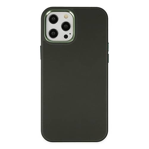 iPhone 12 Pro Max K�l�f Asya Deri Silikon - Koyu Ye�il