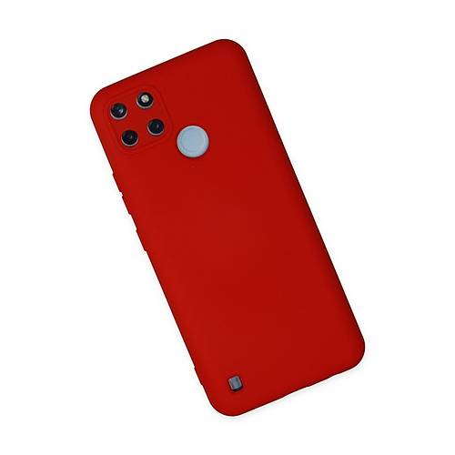 Realme C25Y K�l�f Nano i�i Kadife Silikon - K�rm�z�