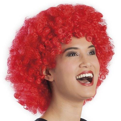K�rm�z� Renk K�v�rc�k Afro Bonus Peruk