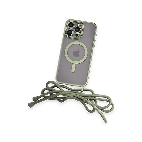 iPhone 14 Pro Max K�l�f Divo Lazer Ask�l� Magsafe Kapak - Koyu Ye�il