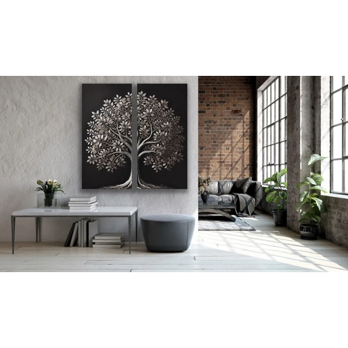 2li Eskitme Krom A�a� Kanvas Tablo 60x120cm x2