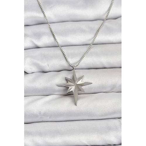 316L �elik Zincir G�m�� Renk Kutup Y�ld�z� Model 60 cm Zincir Kad�n Kolye