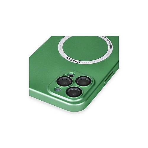 iPhone 12 Pro K�l�f Jack Magneticsafe Lens Silikon - Ye�il