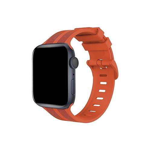 Watch 42mm KR408 �izgili Silikon Kordon - Turuncu