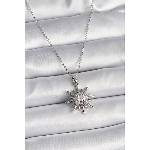 316L �elik G�m�� Renk Zincir Zirkon Ta�l� G�ne� Model Kad�n Y�z�k