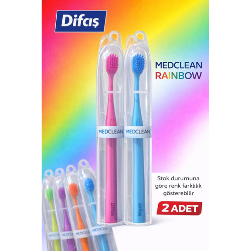 Difa� Medclean Rainbow Di� F�r�as� 2 Adet Orta Sert Renkli Yeti�kin Di� F�r�as� Seti