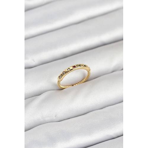 Pirin� Gold Renk Renkli Zirkon Ta�l� Kad�n Y�z�k