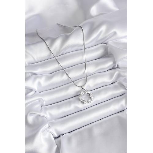 316L �elik G�m�� Renk Zirkon Ta�l� Kad�n Kolye