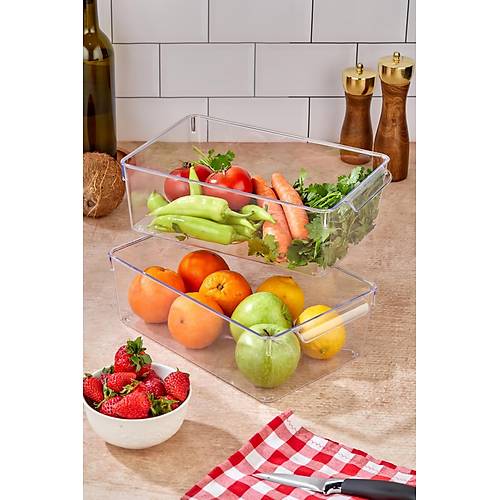 2'li B�y�k Boy Kapaks�z Dolap ��i Organizeri & K�r�lmaz D�zenleyici Kutu (6,5Lt)