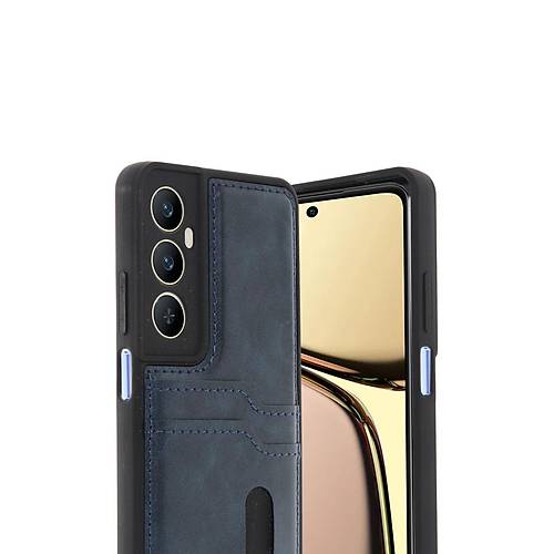 Realme C65 Sara Kartvizitli Deri K�l�f - Lacivert