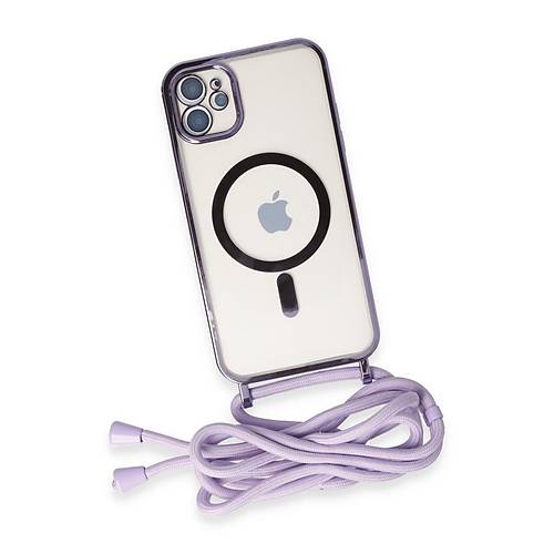 iPhone 11 K�l�f Divo Lazer Ask�l� Magsafe Kapak - Lila