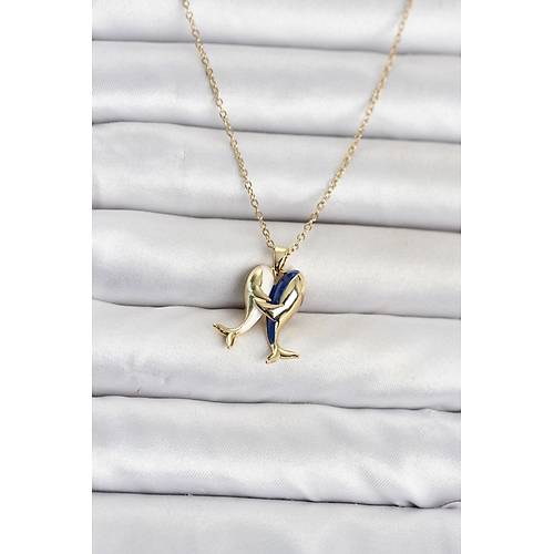 316L �elik Zincir Gold Renk Dolphin Model Kad�n Kolye