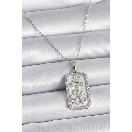 316L �elik G�m�� Renk Zincir Yenge� Burcu Zirkon Ta�l� Kad�n Kolye