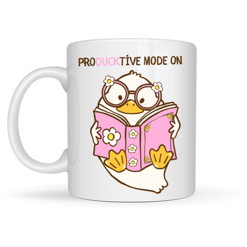 Producktive Mode On Tasar�ml� Kupa Model 223 Sevimli �rdek Bask�l� Seramik Kahve Kupas�