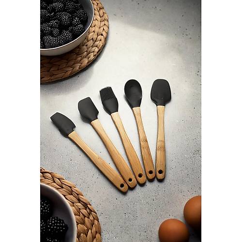 5 Par�a Bambu Sapl� Mini Supatula Seti
