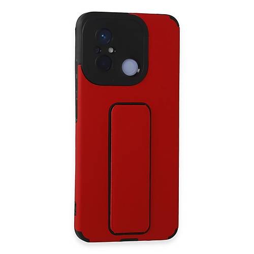 Redmi 12C K�l�f Mega Standl� Silikon - K�rm�z�