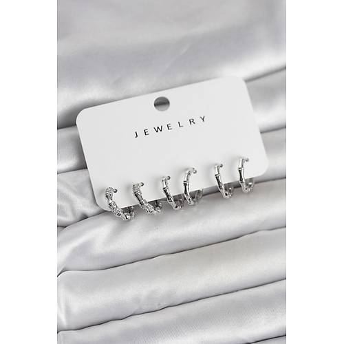 G�m�� Renk Pirin� Kemik Model 3 �ift Kad�n K�pe Seti