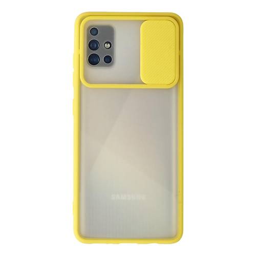 Galaxy A71 K�l�f Palm Buzlu Kamera S�rg�l� Silikon - Sar�