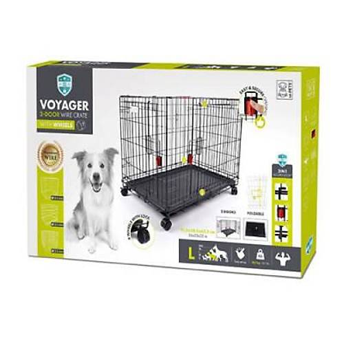 Voyager Tekerlekli 2 Kap�l� K�pek Kafesi Large Siyah 91x58x63 Cm