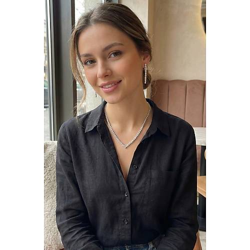 G�m�� Renk Zirkon Ta�l� Kad�n Kolye K�pe Seti