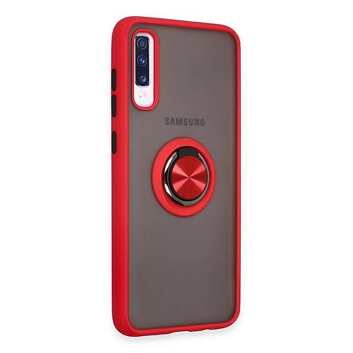 Galaxy A70 K�l�f Montreal Y�z�kl� Silikon Kapak - K�rm�z�