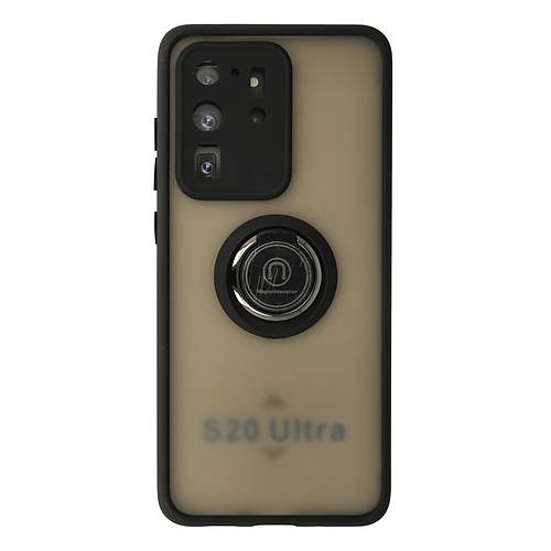 Galaxy S20 Ultra K�l�f Montreal Y�z�kl� Silikon Kapak - Siyah