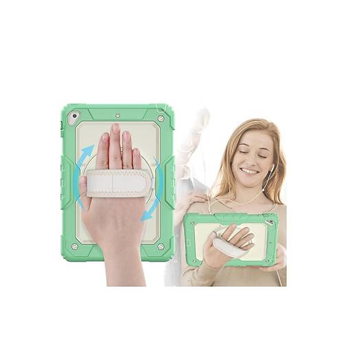 iPad 5 Air 9.7 K�l�f Strap New Tablet Kapak - Ye�il