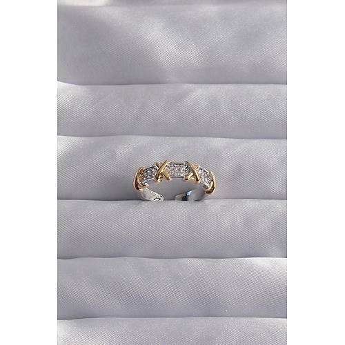 Pirin� Ayarlamal� G�m�� Renk Zirkon Ta�l� XOXO Model Y�z�k