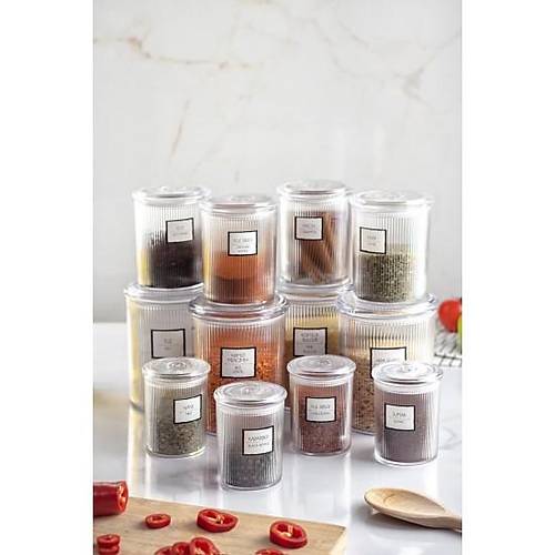 12'li Barok Yuvarlak 3 Boy Kavanoz Seti & Saklama Kab� & Erzak Kab� (4*1000 ML, 4*500 ML,4*250 ML)