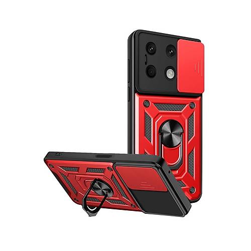 Redmi Note 13 4G K�l�f Pars Lens Y�z�kl� Silikon - K�rm�z�