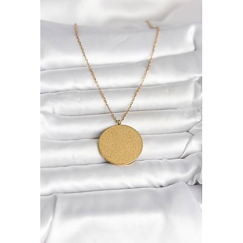 316L �elik Gold Renk Ayetel K�rsi ve Allah Yaz�l� Kolye