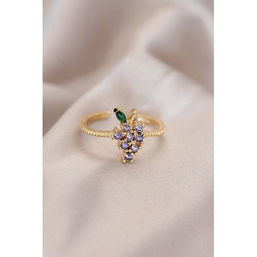 Ayarlamal� Alt�n Renk Metal Renkli Zirkon Ta�l� �z�m Y�z�k