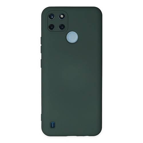 Realme C25Y K�l�f Nano i�i Kadife Silikon - Koyu Ye�il