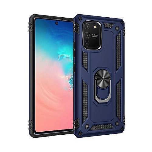 Galaxy A91 / S10 Lite K�l�f Sofya Y�z�kl� Silikon Kapak - Lacivert