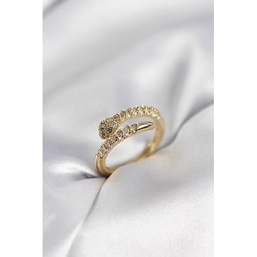 Y�lan Model Gold Renk Zirkon Ta�l� Kad�n Y�z�k