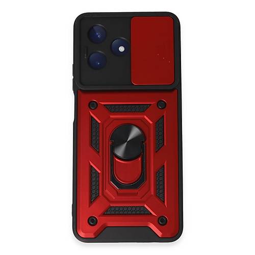 Realme C53 K�l�f Pars Lens Y�z�kl� Silikon - K�rm�z�