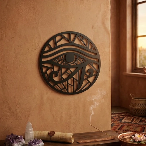 Horus G�z� Duvar Tablosu MDF Lazer Kesim Geometrik Modern Duvar S�s� Eye of Horus Dekor